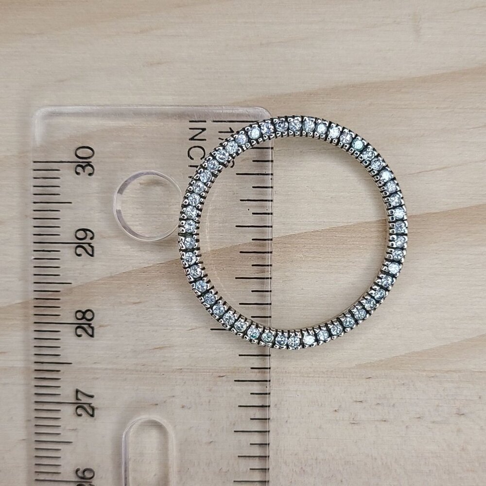 Vtg Sterling Silver & Cubic Zirconia Round Circle Pendant 925 Hallmarked 1" - Picture 7 of 8